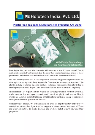 Plastic Free Tea Bags & Solutions Tea Providers Are Using