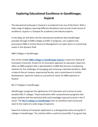 Exploring Educational Excellence in Gandhinagar Gujarat
