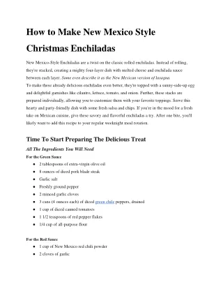 How to Make New Mexico Style Christmas Enchiladas