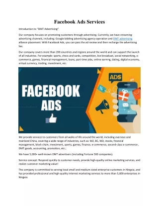 Facebook Ads Services