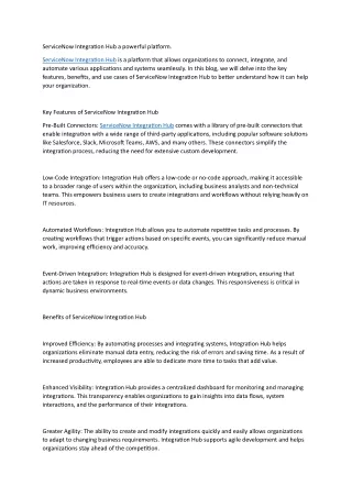 ServiceNow Integration Hub a powerful platform