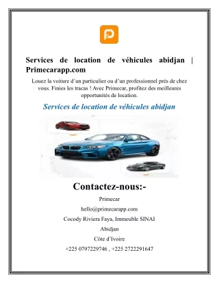 Services de location de véhicules abidjan  Primecarapp