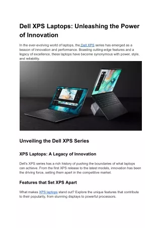 Dell XPS Laptops_ Unleashing the Power of Innovation