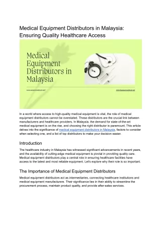 Medical Equipment Distributors in Malaysia  (1)