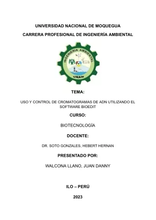 PRACTICA USO Y CONTROL DE CROMATOGRAMAS DE ADN UTILIZANDO EL SOFTWARE BIOEDIT