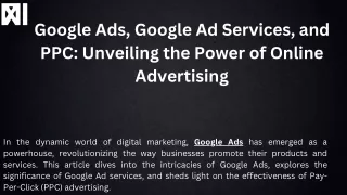 Google Ads, Google Ad Services, and PPC Unveiling the Power of Online Advertising