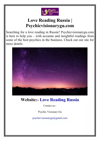 Love Reading Russia  Psychicvisionarygu.com