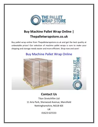 Buy Machine Pallet Wrap Online | Thepalletwrapstore.co.uk