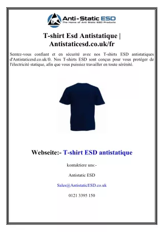 T-shirt Esd Antistatique  Antistaticesd.co.uk fr