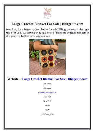Large Crochet Blanket For Sale Blingcute.com