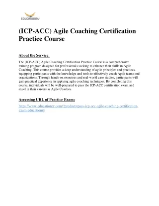 (ICP-ACC) Agile Coaching Certification Practice Course