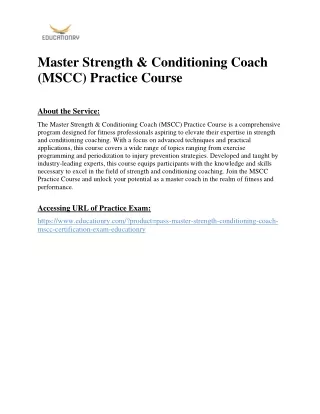 Master Strength & Conditioning Coach (MSCC) Practice Course