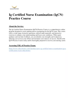 Ig Certified Nurse Examination (IgCN) Practice Course