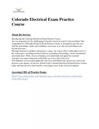 Colorado Electrical Exam Practice Course