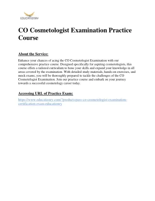 CO Cosmetologist Examination Practice Course