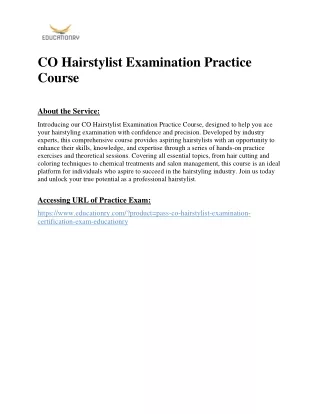 CO Hairstylist Examination Practice Course