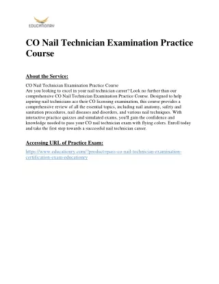 CO Nail Technician Examination Practice Course