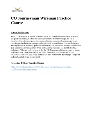 CO Journeyman Wireman Practice Course