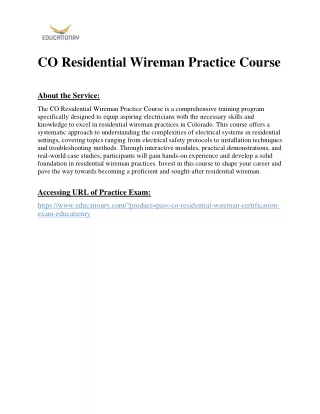 CO Residential Wireman Practice Course