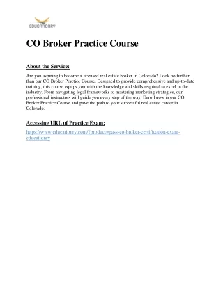 CO Broker Practice Course