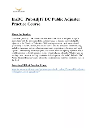 InsDC_PubAdj17 DC Public Adjuster Practice Course