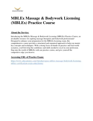 MBLEx Massage & Bodywork Licensing (MBLEx) Practice Course