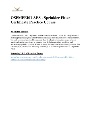 OSFMFEI01 AES - Sprinkler Fitter Certificate Practice Course