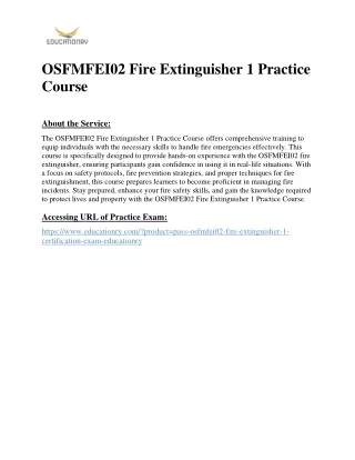 OSFMFEI02 Fire Extinguisher 1 Practice Course