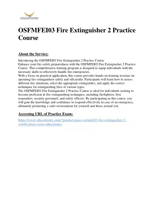 OSFMFEI03 Fire Extinguisher 2 Practice Course