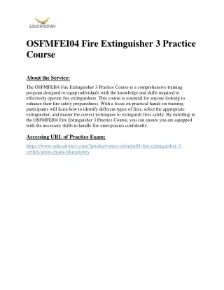 OSFMFEI04 Fire Extinguisher 3 Practice Course