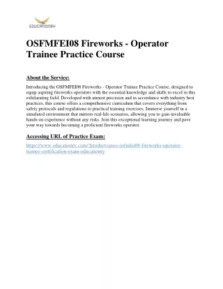 OSFMFEI08 Fireworks - Operator Trainee Practice Course
