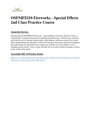 OSFMFEI10 Fireworks - Special Effects 2nd Class Practice Course