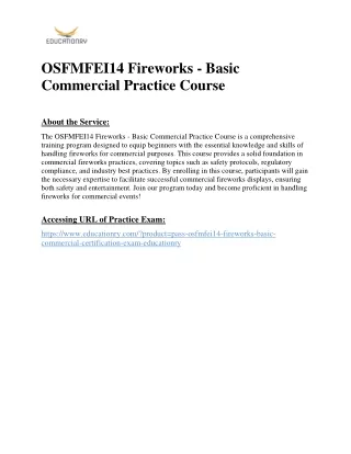 OSFMFEI14 Fireworks - Basic Commercial Practice Course