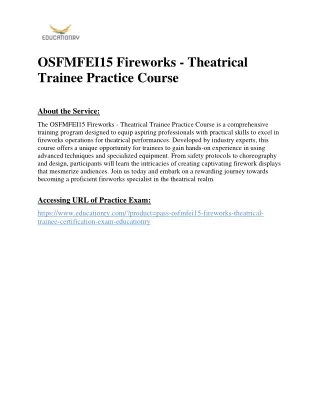 OSFMFEI15 Fireworks - Theatrical Trainee Practice Course