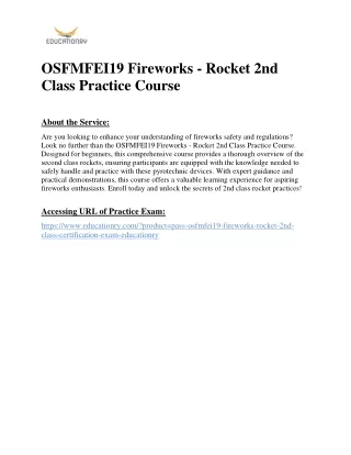 OSFMFEI19 Fireworks - Rocket 2nd Class Practice Course