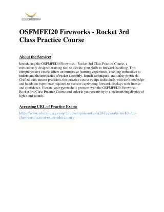 OSFMFEI20 Fireworks - Rocket 3rd Class Practice Course