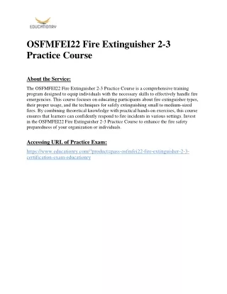 OSFMFEI22 Fire Extinguisher 2-3 Practice Course