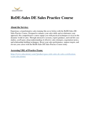 ReDE-Sales DE Sales Practice Course