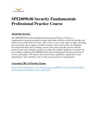 SPED090.06 Security Fundamentals Professional Practice Course