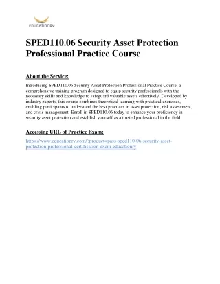 SPED110.06 Security Asset Protection Professional Practice Course