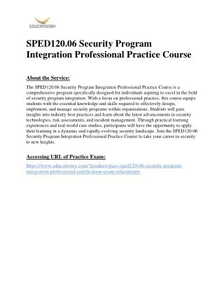 SPED120.06 Security Program Integration Professional Practice Course