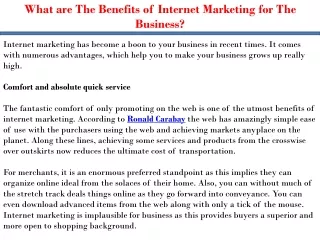 What are The Benefits of Internet Marketing for The Business