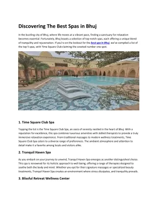 Discovering The Best Spas in Bhuj