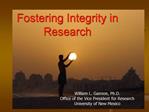 Fostering Integrity in Research