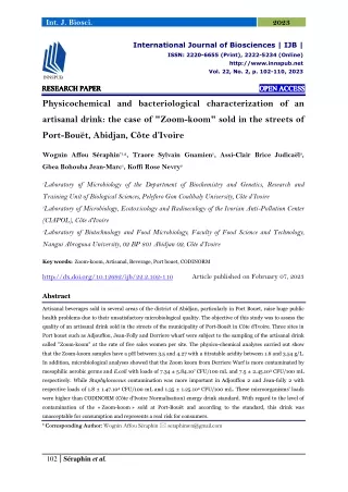 Physicochemical and bacteriological characterization of an artisanal drink