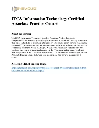 ITCA Information Technology Certified Associate Practice Course
