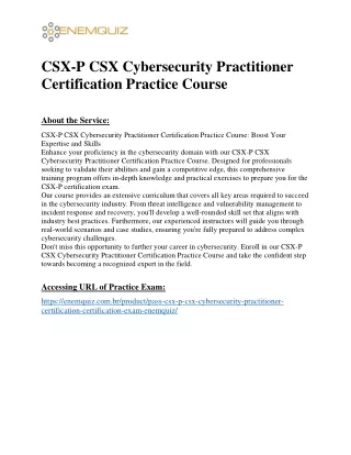 CSX-P CSX Cybersecurity Practitioner Certification Practice Course