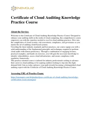 Certificate of Cloud Auditing Knowledge Practice Course
