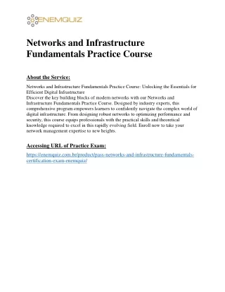 Networks and Infrastructure Fundamentals Practice Course
