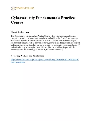 Cybersecurity Fundamentals Practice Course